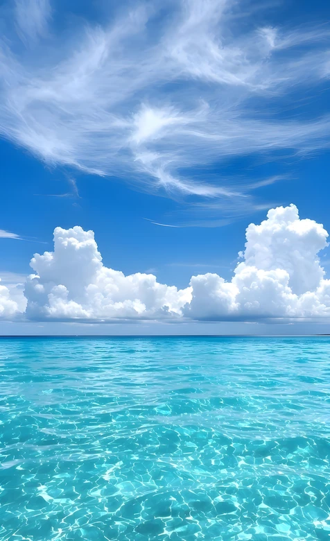 碧海蓝天云景·唯美清新风 热带海岛治愈壁纸