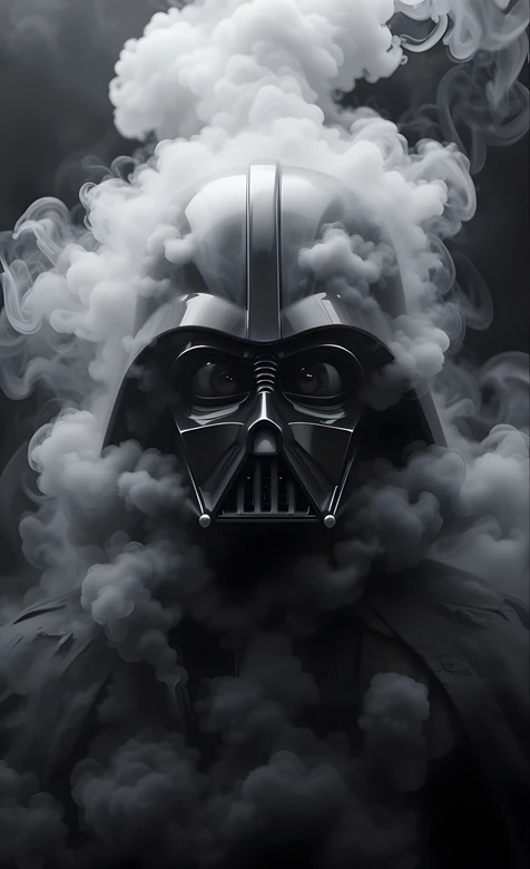 达斯·维达头盔烟雾缭绕 暗黑风星球大战手机壁纸