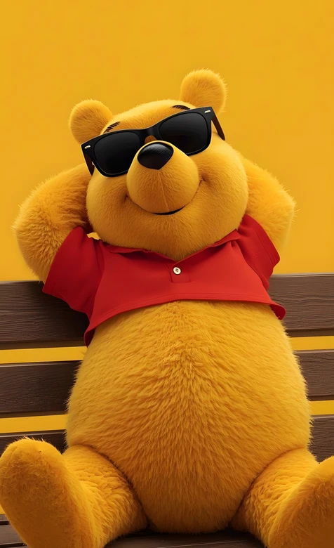 小熊维尼·墨镜红衫 迪士尼卡通治愈手机壁纸