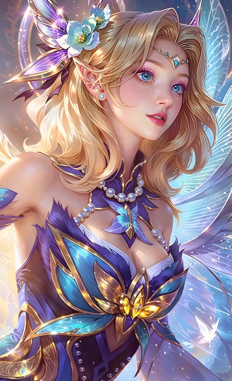 花饰羽翼精灵女·唯美奇幻游戏风 超仙手机壁纸