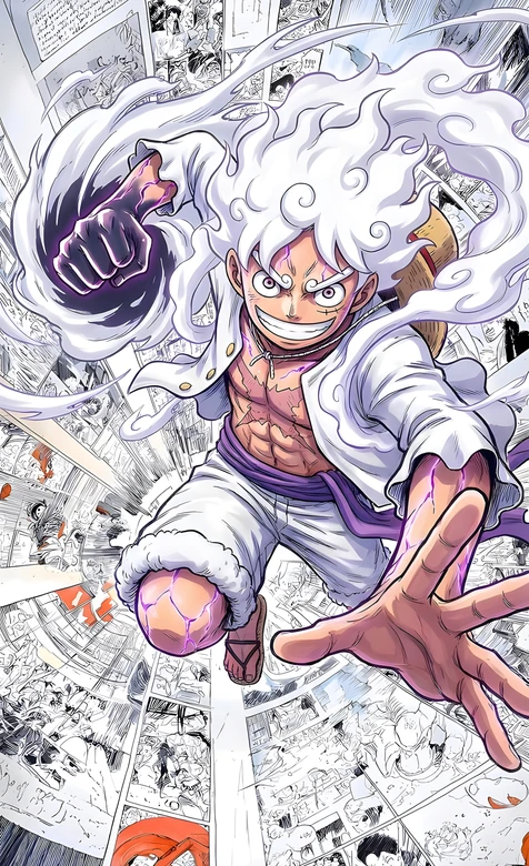 蒙奇·D·路飞（尼卡形态）海贼王漫画风热血手机壁纸