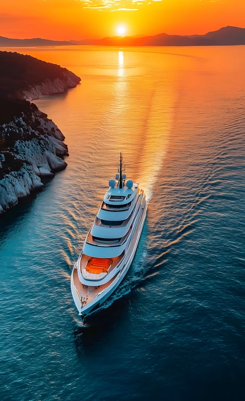 豪华游艇日落海景航行 唯美海上风光手机壁纸