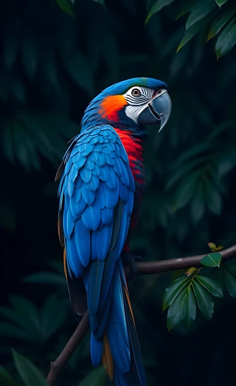 蓝红金刚鹦鹉·写实风·高清动物手机壁纸