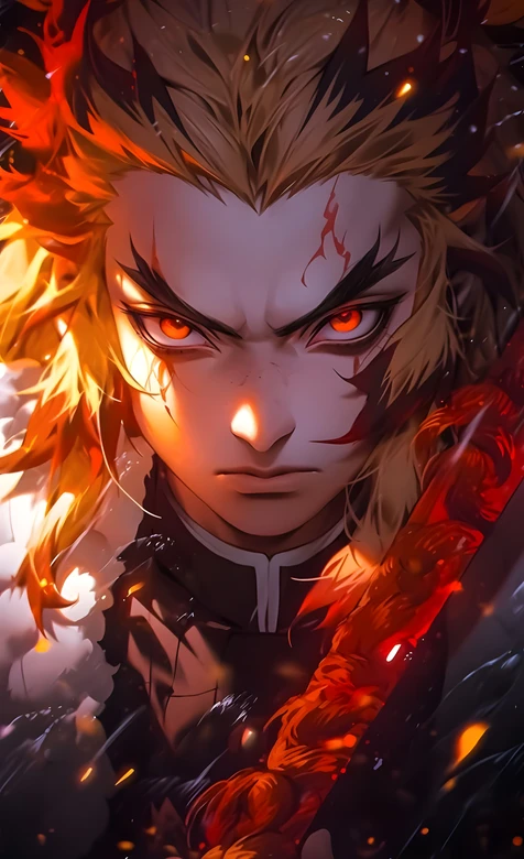 炼狱杏寿郎·炎焰缠身 日漫热血风 鬼灭之刃高燃手机壁纸