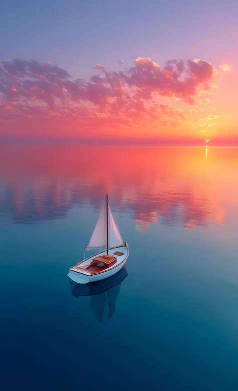 海面帆船·唯美日落黄昏 静谧治愈手机壁纸