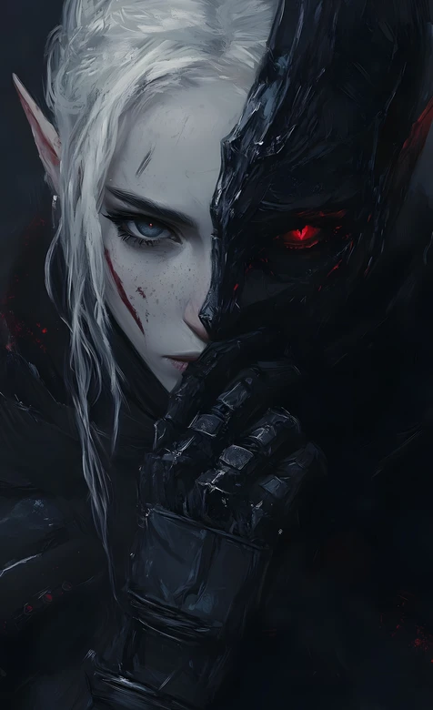 半面精灵半暗黑装甲·暗黑奇幻风 暗黑系高人气手机壁纸