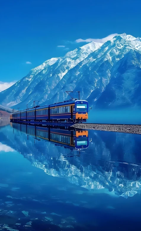 雪山湖泊列车·唯美清新 治愈山水秘境壁纸