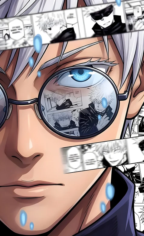 五条悟·蓝眼眼镜（漫画分镜反射）咒术回战动漫风壁纸 高热度动漫壁纸