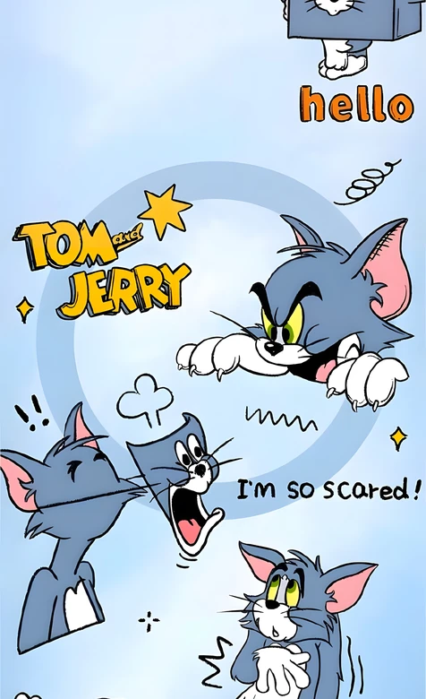 《猫和老鼠》汤姆猫多表情搞怪 美式卡通风手机壁纸