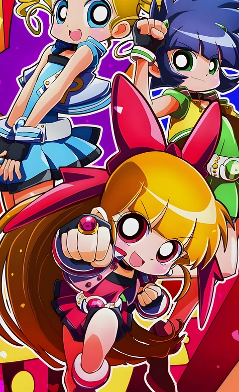 飞天小女警Z 花花泡泡毛毛·战斗姿态 二次元热血手机壁纸高人气