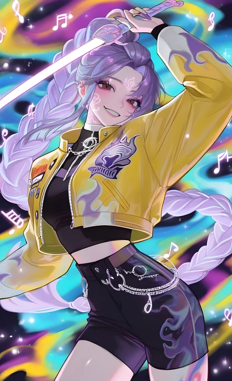 国漫潮酷少女·紫辫光剑 幻彩星云手机壁纸