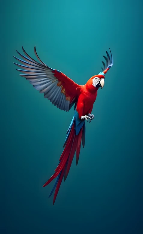 绯红金刚鹦鹉·写实唯美风 灵动展翅高人气手机壁纸