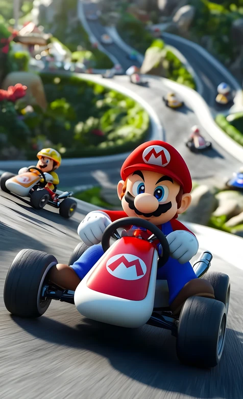 马里奥·卡丁车竞速 卡通写实风 马里奥赛车游戏热门手机壁纸
