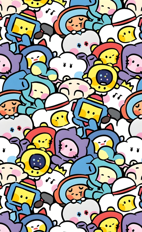 卡通Q版萌物·无缝拼接可爱风手机壁纸（高人气）
