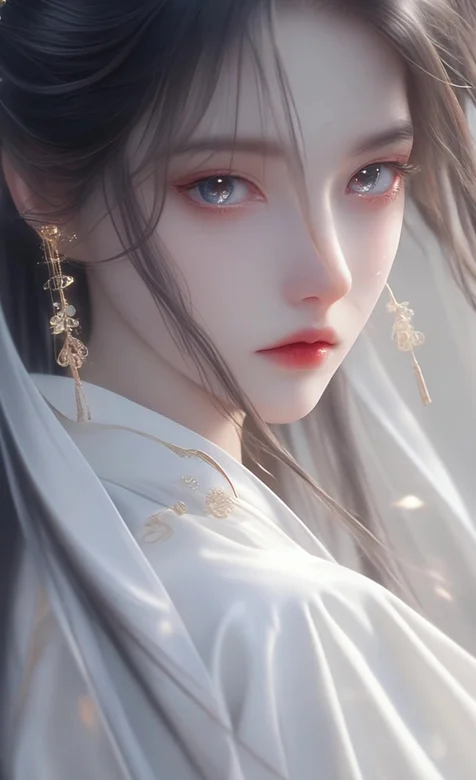 古风白衣女子·金饰飘逸 国风唯美原创动态手机壁纸