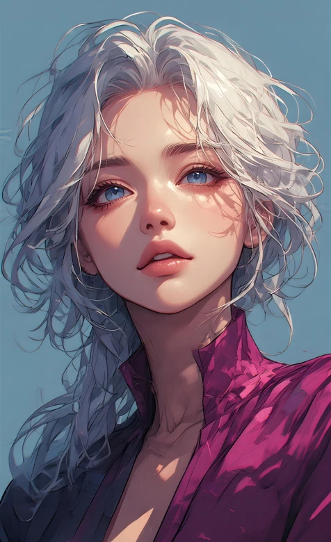 银发卷发少女·二次元唯美风 超现实质感手机壁纸