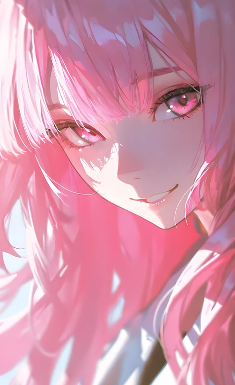 粉发猫耳少女·唯美光影风 热门粉色系手机壁纸