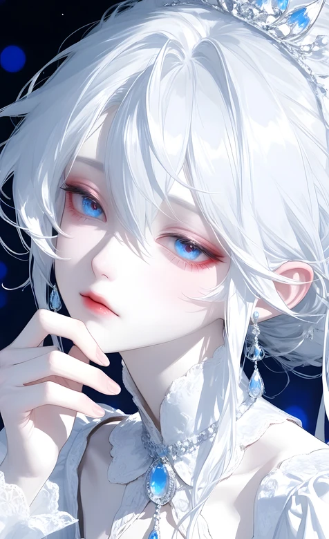 白发冰晶少女·二次元唯美插画手机壁纸