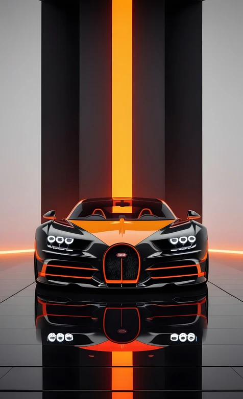 布加迪超跑·暗黑橙光科技风 超跑潮流手机壁纸