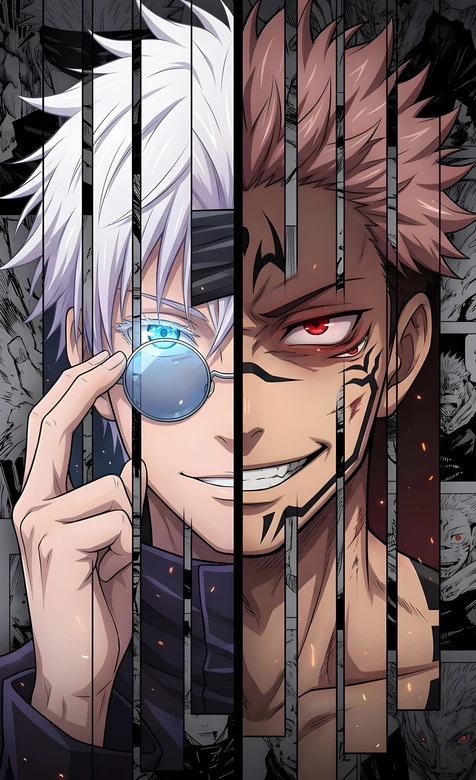 五条悟·六眼 两面宿傩·咒纹 暗黑热血咒术回战壁纸