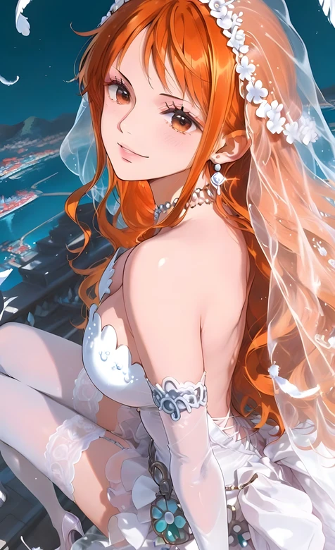 娜美（海贼王）婚纱造型 二次元唯美壁纸（高人气动漫婚纱壁纸）