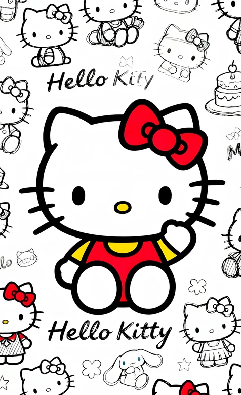 Hello Kitty·经典红蝴蝶结 卡通可爱风手机壁纸高人气