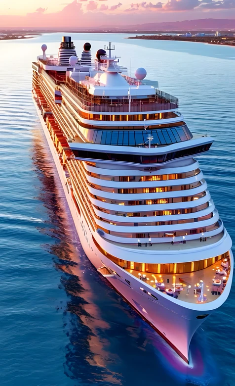 豪华邮轮·黄昏航行·唯美写实 海上度假风手机壁纸优选