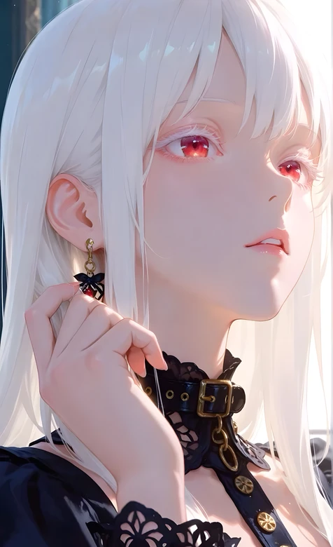 白发红瞳少女·哥特暗黑风 二次元原创手机壁纸（冷艳高贵感）