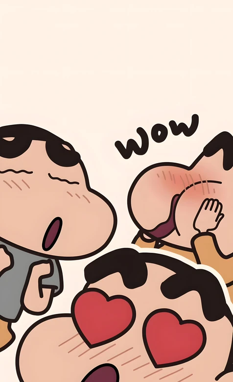 蜡笔小新·多样表情（爱心眼/脸红/惊讶）卡通风 热门日漫角色壁纸