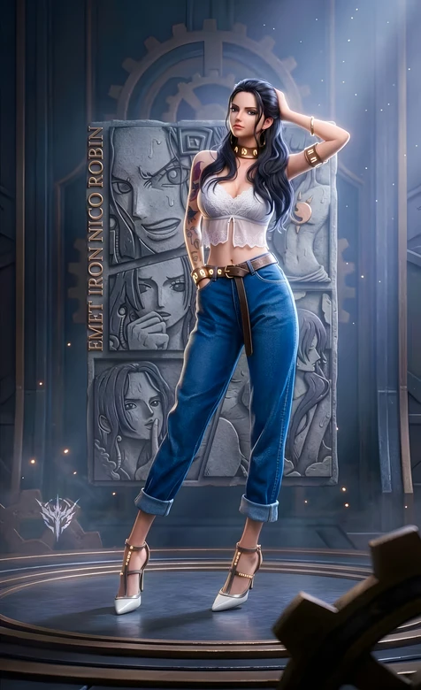 妮可·罗宾·写实风 海贼王浮雕背景手机壁纸