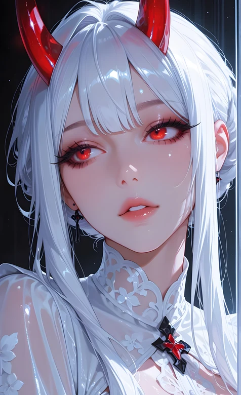 白发红角红眼少女·二次元精致风 唯美超写实动漫壁纸