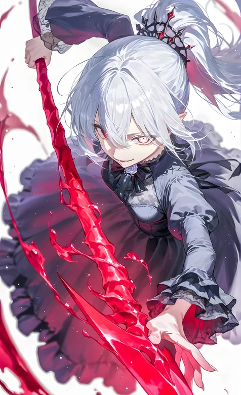 银发红眼少女·暗黑哥特风·血色长剑动漫壁纸推荐