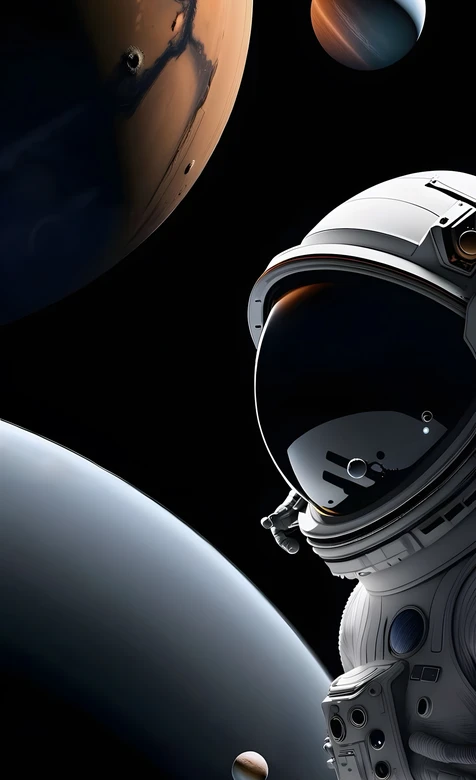 宇航员·宇宙行星环绕 写实科幻风 太空探索手机壁纸高人气