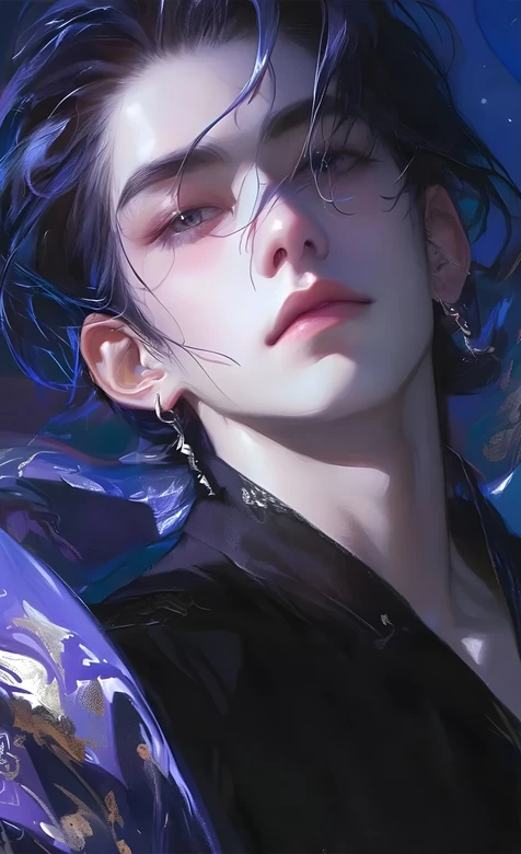 俊美少年·蓝紫光影缠绕 唯美梦幻风超火男生壁纸