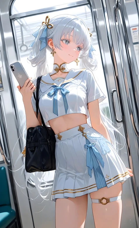 白发双马尾水手服少女·二次元清新车厢通勤 二次元少女壁纸