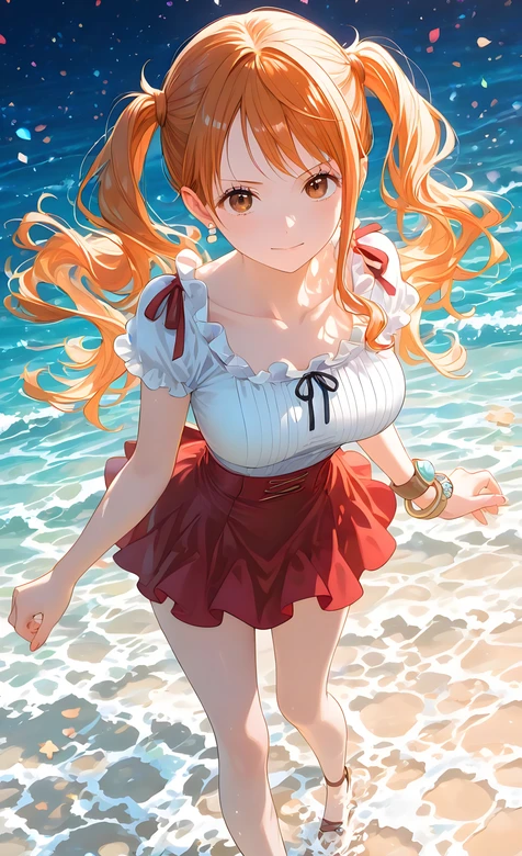 娜美·双马尾踏浪 日系唯美 海贼王动漫壁纸（二次元海岛风）