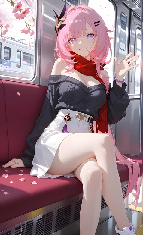 二次元粉发少女·地铁樱花 日系唯美手机壁纸推荐