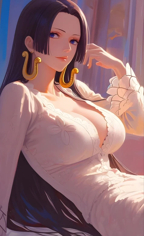 波雅·汉库克·白裙华贵耳环·唯美写实·海贼王动漫女帝壁纸