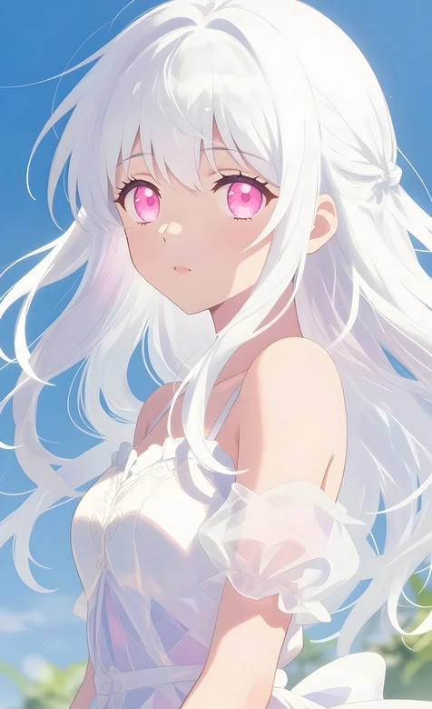 白发粉瞳少女·二次元唯美风 高清动漫手机壁纸