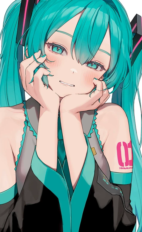 初音未来·双马尾笑颜 二次元日系虚拟歌姬手机壁纸