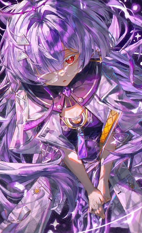 紫发红瞳少女·梦幻星穹风二次元手机壁纸 高人气精选