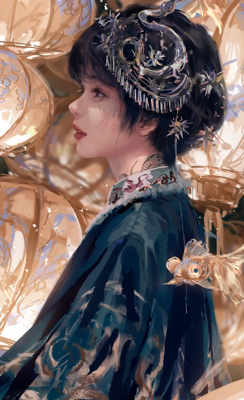 古风女子·蛇饰华服·国风唯美 古风灯会壁纸精选
