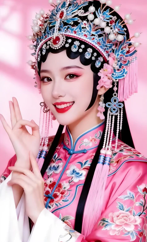 国风戏曲花旦·粉衣珠翠造型 古风戏曲手机壁纸