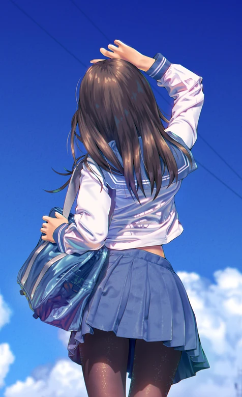 二次元JK少女·日系清新风 原创插画手机壁纸
