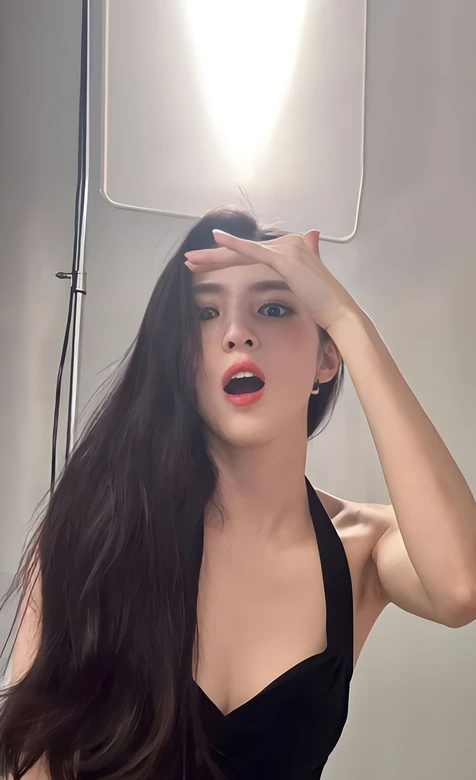 气质美女·黑色吊带长发 唯美写真高清手机壁纸