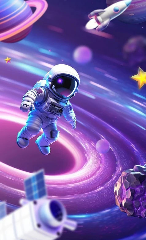 宇航员太空漫游·梦幻科幻风宇宙星球火箭壁纸 科幻主题