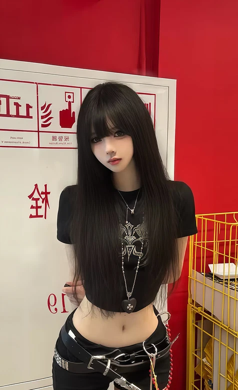 暗黑风长发少女·哥特穿搭 潮酷手机壁纸