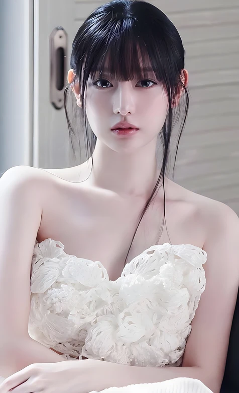 唯美写真·立体花饰抹胸裙少女 清新治愈手机壁纸热款