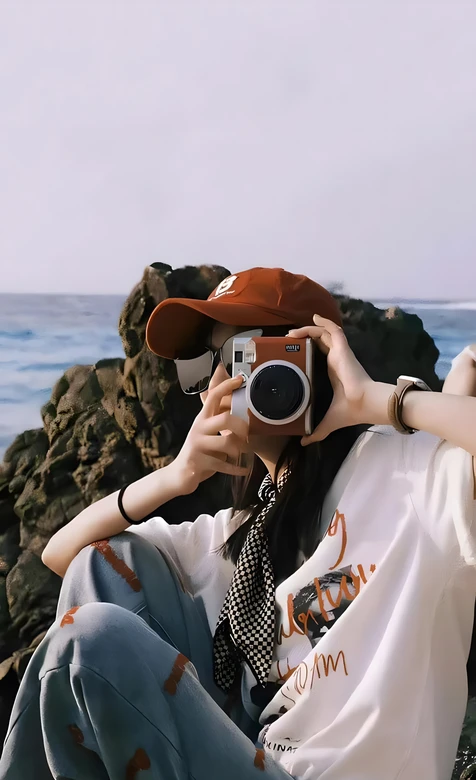 海边拍照女生·清新旅行风 旅行风手机壁纸
