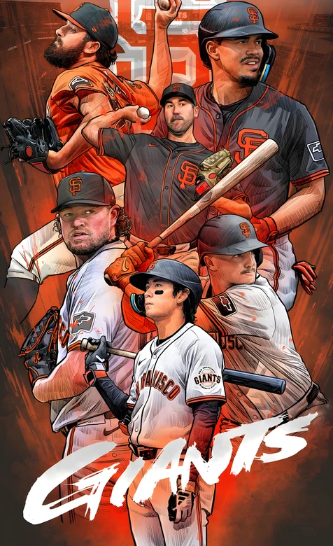 旧金山巨人队棒球运动员·手绘插画风·MLB热血运动壁纸（高热度：体育明星壁纸）